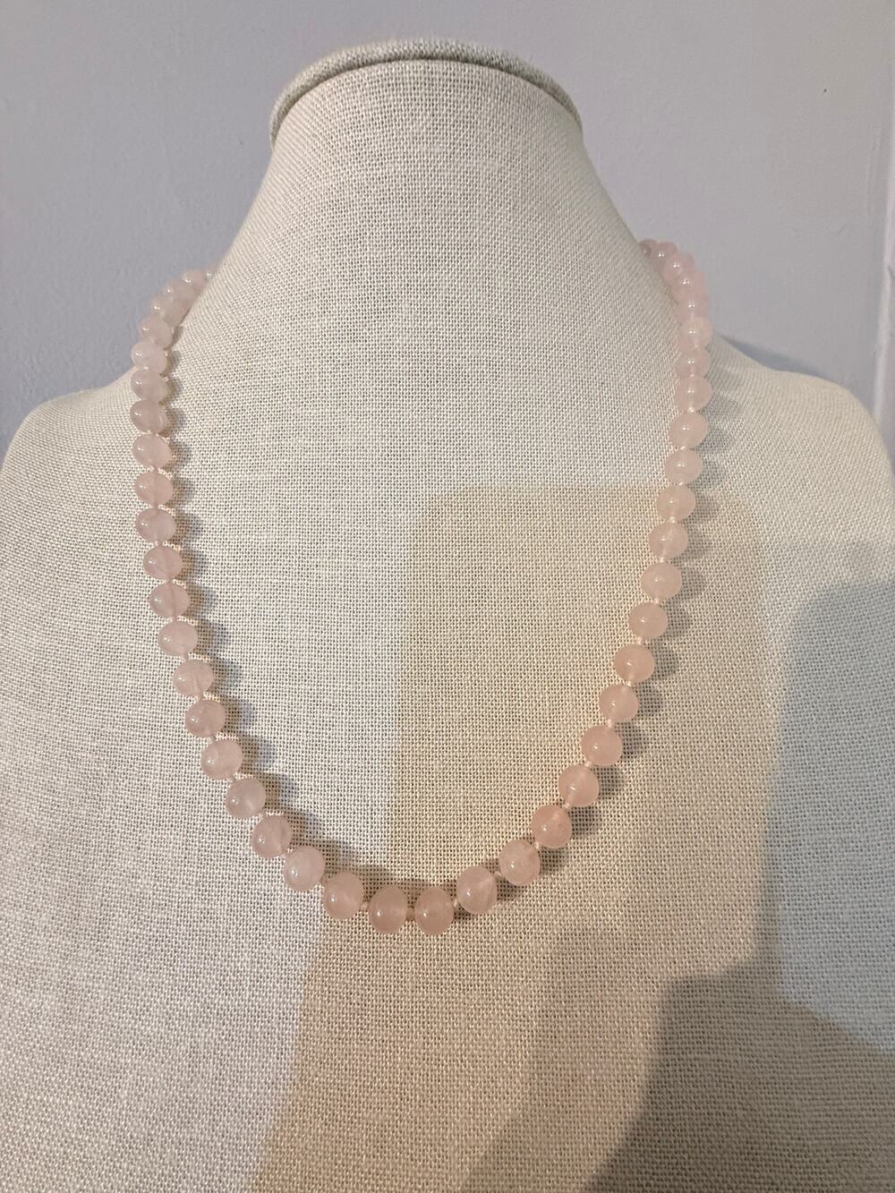 Vintage Rose Quartz Beaded Necklace 22” 48g Pink Gemstone